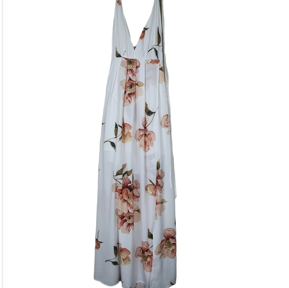 Morning mist.White Floral Side Slit Cross maxi dress. Size 8/10 - Picture 7 of 7